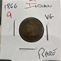 1866 INDIAN HEAD PENNY CENT RARE