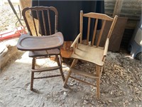 Wooden Highchair and Wooden Toddler chair