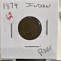1874 INDIAN HEAD PENNY CENT RARE