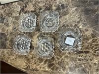 5 FOSTORIA CUBIST ASH TRAYS 2 7/8" X 2 7/8"