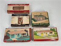 5) PLASTICVILLE BUILDINGS W/ BOX