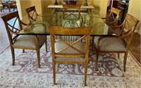 11 - GLASS TOP DINING TABLE W/ 6 CHAIRS (L44)