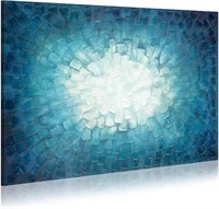 Blue Abstract Canvas  3D Teal Gradient 36x24