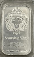 (YZ) 1 oz Silver Bar Scottsdale Silver