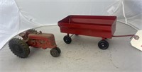 Metal Toy Feed Wagon 8" & Slick Toy Tractor 6"