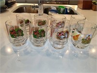 8 German Glass Mugs