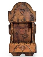 PINE CHIP CARVED HANGING WALL BOX - CIRCA 1900