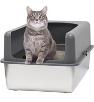 High-Sided Stainless Steel Cat Litter Box