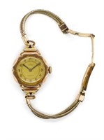 Art Deco 9ct rose gold watch
