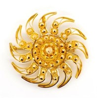 Gold sun brooch / pendant