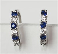 Sterling Silver Created Sapphire Earrings