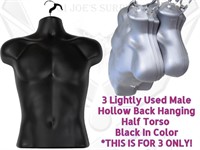 3 Male Hang Torso Mannequin Form Hollow Back WH1