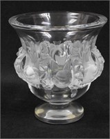 Lalique France Dampierre Sparrow Art Glass Vase