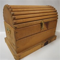 Wooden Doll Chest with 6 Rag Dolls Inside
