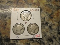 (3) 1918 Mercury Dimes