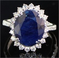 14kt Gold 8.10 ct GIA Sapphire & Diamond Ring