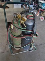 Acetylene tank cart, torch