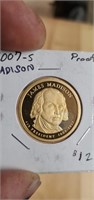 2007 James Madison dollar proof coin