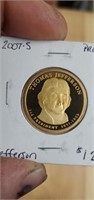 2007 Thomas Jefferson dollar proof coin