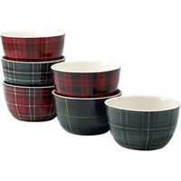 Certified 5.5 Christmas Plaid Ice Cream Bowl set o