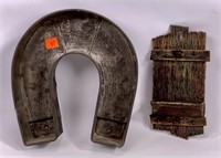 Cast iron match safe, wood grain, 4" x 8" / tin