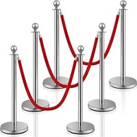 Stainless Steel Stanchion Post Queue 5 Ft Red