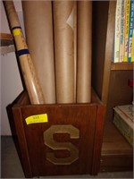 Wooden Box (Letter 5)-Baseball Bat-World Maps