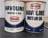 2 Texaco Havoline Motor Oil Cans