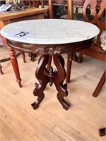 Oval Cherry Table with Marble Top
