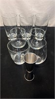 7x Clear Glass Cups