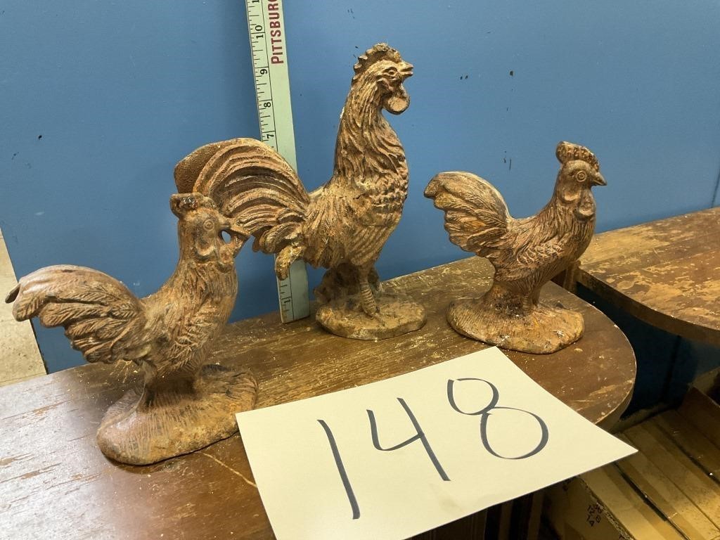 REPRODUCTION CAST IRON CHICKENS