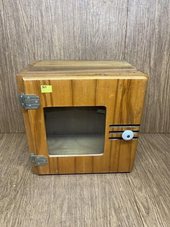 Antique Small Wooden Medical Cabinet