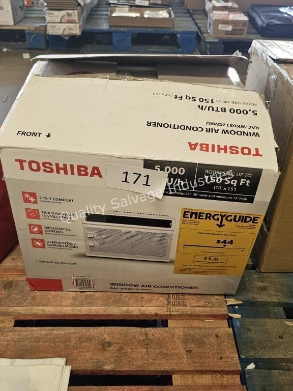 toshiba 5,000btu 150sqft window AC