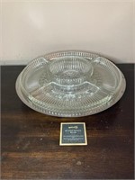 Silver Plate & Glass Divided Serving Tray