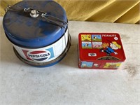 Peanuts lunch box and Pepsi cooler