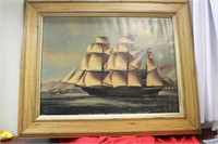 A Framed Glicee of a Clipper Ship on Canvas