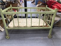 Doll Crib on Wheels - 1 Wheel missing 27" x 14"