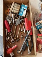 Lot of pneumatic fittings, tools, pieces