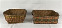 2 Early Polychrome Painted Baskets