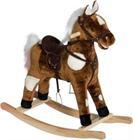 W4133  Qaba Rocking Horse Chair Toy - Dark Brown