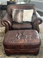 Aspen Saddle Leather Oversized Chair & Ottoman