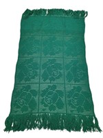 Large Handmade Green Crocheted Blanket