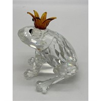 Vintage Shannon Crystal Lg Frog Prince With A Cro