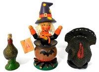 Lot of 3,Turkeys,Witch in Caldron