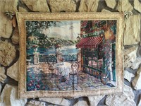 Seaside Cafe Tapestry w/Decorative Leaf Rod