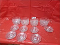 Clear glass... 8 bowls and 14 coasters