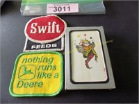 Vintage advertising playing cards and patches