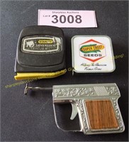 Ornate pistol tape measure and advertising tape