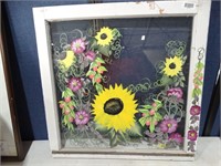 Hand Painted Art on Vintage Window