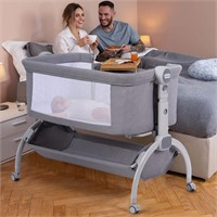 Cowiewie Baby Bassinet with Wheels  Storage